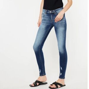 Kancan Molly Mid Rise Distressed Skinny Jeans Womens Size 31